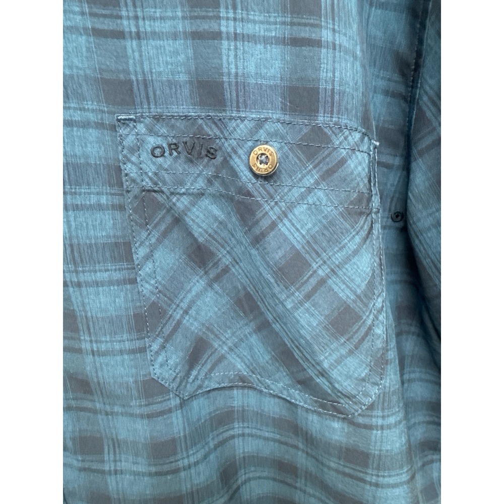 Orvis Blue Plaid Short Sleeve Button Down Shirt Mens XXL - Picture 4 of 7